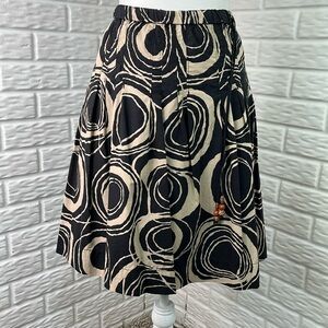 OLD NAVY A LINE SKIRT LOW WAIST 100% COTTON LINED ELASTIC WAIST BLACK TAN SZ 6